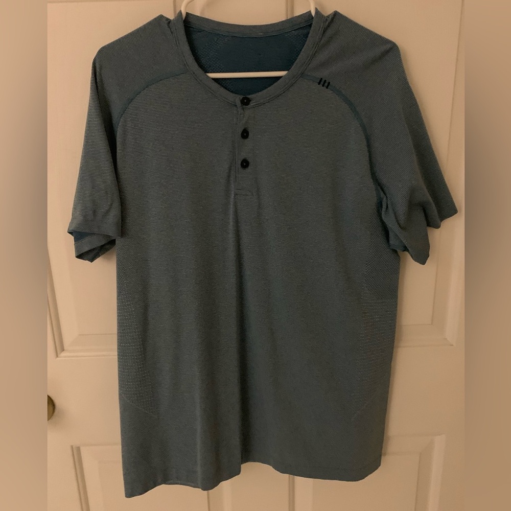 Lululemon Athletica Men's Light Blue Henley Shirt